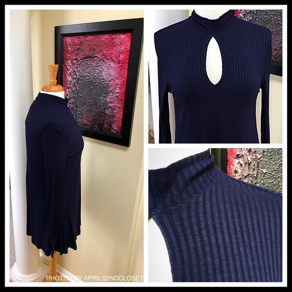 FREE PEOPLE RIBBED TUNIC MOCK NECK PULLOVER TOP - Picture 6 of 8